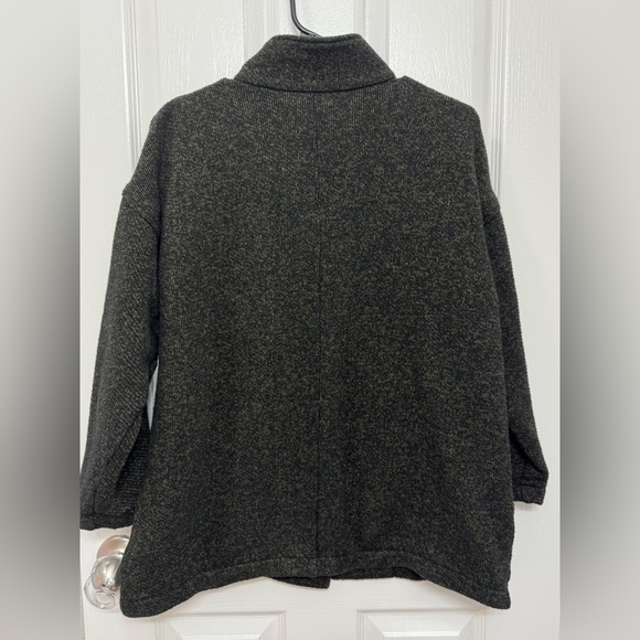 Organic Cotton Terry Stand Collar Jacket | EILEEN FISHER olive green size small - Picture 8 of 10